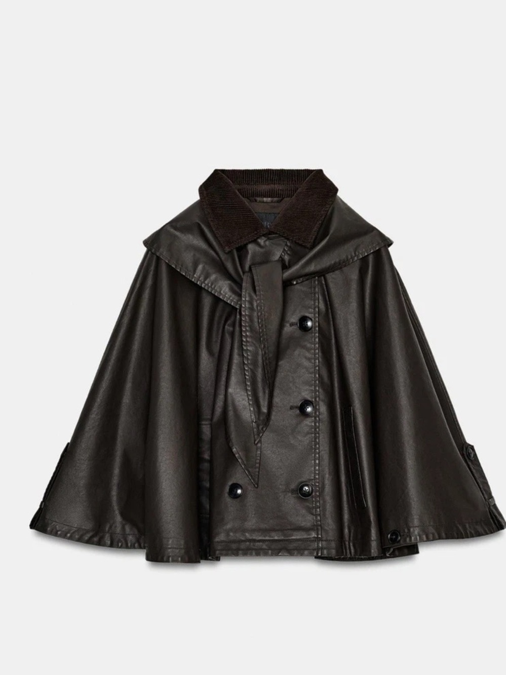 NWT ZARA Waxed Brown Cape